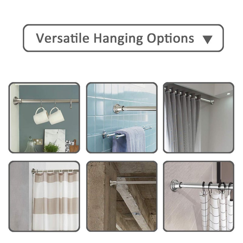 SHERY Shower Rod Tension Shower Curatin Rod Adjustable Shower Curtain Pole in Screw Or No Need Tool Mounted Nickle and Black - Image 2
